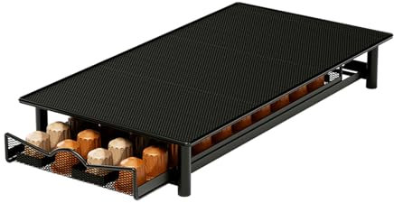 Inture Support de capsules de café pour 40 capsules de café Nespresso - Plateau antidérapant en métal - Noir