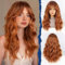 HAIRCUBE Damen Perücke,Auburn Perücke Lange Lockige Mit Pony Für Frauen,Natürliche Synthetische Haare,22 Zoll, Geeignet Für Halloween/Partys/Alltägliches Tragen.(Auburn)