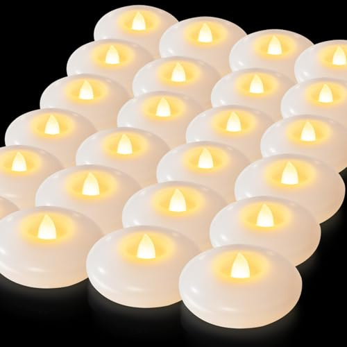 3 Flameless LED Floating Candles, White Waterproof Tealights, 24Pack