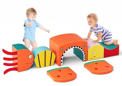 CUPCHID Blocchi da costruzione in schiuma per bambini,grandi blocchi da costruzione in schiuma giganti per bambini,giocattoli educativi prescolari per gattonare e arrampicarsi (Arcobaleno-7)