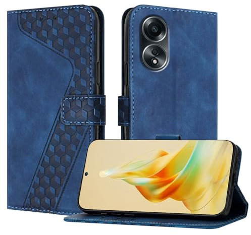 OKZone Funda para OPPO A58 4G, PU Cuero Flip Carcasa Fundas Móvil de Tapa Libro Caso Piel PU Billetera Case Telefono Cubrir Móvil Cover con Cáscara de TPU(Azul)