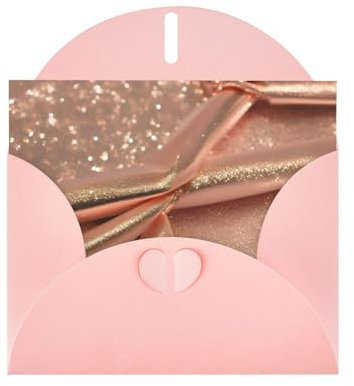 CHUNMINW Party-Einladungskarte mit Umschlag, 12,7 x 17,8 cm, Roségold, Glitzer-Druck, modische Geburtstagskarte