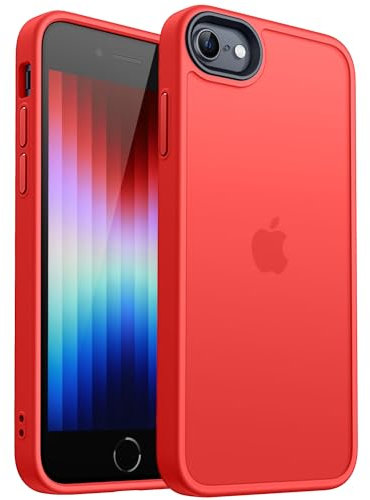 CANSHN Matt Hülle für iPhone SE 3/2 (2022/2020), iPhone 8/7, [Militärschutz] Schutzhülle Matt Anti-Kratzen, Durchscheinende Rückseite Schutzhülle, Anti-Fingerabdruck (Rot)