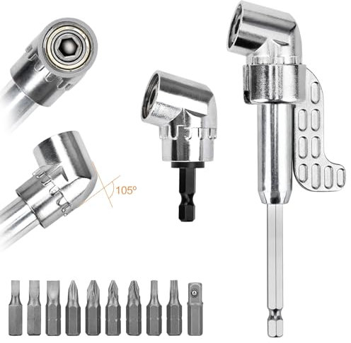 105°Winkelschrauber Aufsatz Set, DUOJIN Winkelaufsatz Winkelbohraufsatz Vorsatz Adapter für Akkuschrauber Flexible Welle Bohrmaschine Bithalter 1/4-Zoll Sechskantschaft für Garage Bauarbeiter