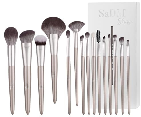 Makeup Brush Set (15 Pieces) - Includes Foundation, Powder, Concealers, Highlighter, Contour, Eye Shadows & Blush Makeup Brushes - Face & Eye Make Up Brushes with Synthetic Bristles