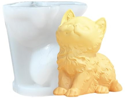 Daooibpa Molde de silicona 3D para perro, molde de silicona para animales, bonito molde de vela de silicona para perro/gato, moldes de resina epoxi para hacer pasteles, jabones, moldes de decoración