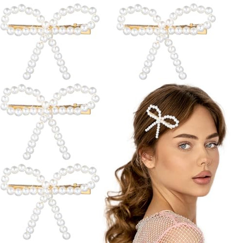 4 fermagli per capelli con perle, grandi accessori alla moda, per capelli, per feste, matrimoni