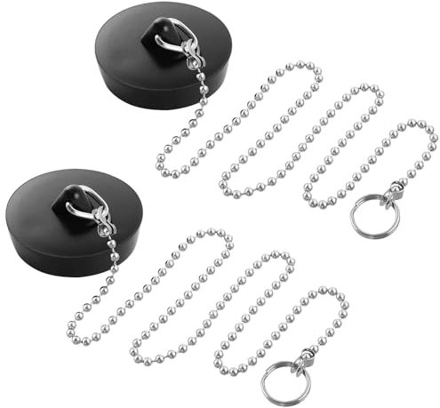 Abflussstopfen, 2 Stück Gummi Spülbecken Stöpsel, 45mm Stöpsel Badewanne, Universal Stöpsel für Spülbecken Badewanne, mit 40cm Kette Stopfen Waschbecken, für Badewanne, Küche, Waschbecken Kanalisation