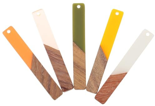 CIMAXIC 5stücke Natürliche Holz Harz Rechteck Bar Charms Diy Ohrringe Anhänger Schmuck Zubehör Für Heimwerker Basteln Schmuckherstellung