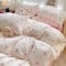 Covebett Bettwäsche Baumwolle 155x220 Mädchen Weiß mit Rosa Schleifen Herz Kawaii Bettbezug Set Aesthetic Rosa Herzen Schleifenmuster Deckenbezug mit Reißverschluss und Kissenbezug 80x80cm
