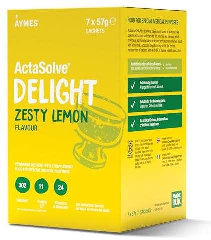 AYMES ActaSolve Delight - Zesty Lemon - 7 Servings | Dessert-Style Supplement, Powder Mix with Milk, Gluten Free, Vegetarian, Halal & Kosher