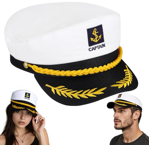 GALPADA Piratenhut für Erwachsene Halloween Kostüm: Unisex Party Kapitänsmütze, Verstellbare Yacht Matrosenmütze für Cosplay, Matrosen Outfit, Segelkappe für Karneval Admiral Matrosenkostüm