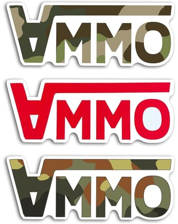 Brothers in Arms - Sticker „Ammo - Camo“ – 3er Set – Premium Vinyldruck – 10cm x 3,9cm – wasserfeste Aufkleber für Trinkflaschen, Spinttüren etc. – Bundeswehr- & Militär Design