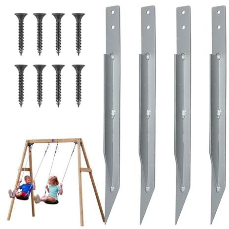 Swing-Set- – Metall Bodenanker mit Schrauben für Schaukeln, Rutschen & Spielgeräte | Stabile Erdanker zur Befestigung von Trampolin, Schaukelgestell, Gartenhaus & Outdoor Spielplatz