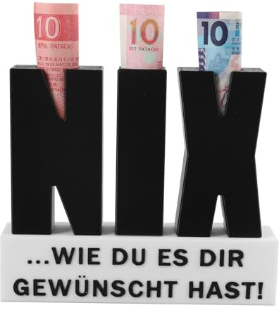 NIX Geldgeschenk zum Geburtstag – 3D Buchstaben mit Geldversteck, Lustiges Nichts-Geschenk für Männer & Frauen, Originelle Verpackung für Geldscheine & Gutscheine