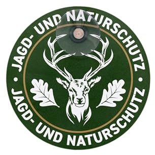 Premium Jagdschild (neutral) Bundesland/Landeswappen, Jagd & Naturschutz mit Saugnapf für die Scheibe, Ø 13 cm, Aluminium, formastbil, wetterfest - Made in Germany