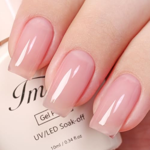 Imtiti Sheer Jelly Pink Gel Nail Polish - 10ml Milky Nude Pink Soak Off UV LED Color Gel, HEMA & TPO Free Formulation, Glossy Finish for DIY Manicure at Home