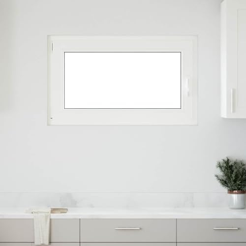 Finestra per cantina RISOR 100 x 60 cm in PVC e vetro bianco con funzione ribaltabile, protezione termica, isolamento acustico, vetri isolanti, telaio a 5 camere, per cantina, interni, facile pulizia