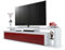 Vladon TV Board Lowboard Leon V3, Made in Germany, Korpus und Überbau in Weiß Hochglanz/Front in Bordeaux Hochglanz mit Rahmen in Weiß Hochglanz (227 x 52 x 35 cm)
