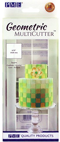 PME GMC141 Geometric Multicutter for Cake Design-Square, Small Size, 0.75 Inch, White