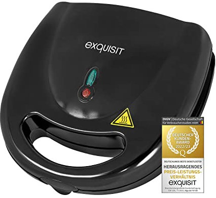 Exquisit Sandwichtoaster ST 3101 sw | Dreieck-Sandwich | Antihaft | 750 W Leistung | Schwarz | Überhitzungsschutz