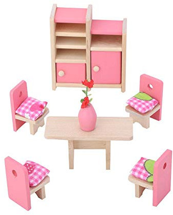 1:12 Mini Puppenhaus Möbel Sets Holz Miniatur Möbel Pretend Play Spielzeug Simulation Schlafzimmer Spielzeug Set für Kinder (Esszimmer)