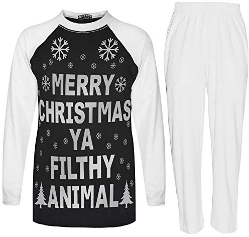 A2Z 4 Kids Girls Boys PJS YA FILTHY Printed Christmas - PJS Ya Filthy Black & White 7-8