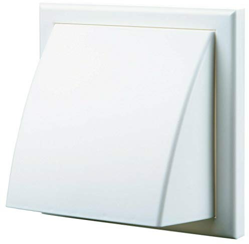 FANTRONIX White Cowled Vent Cover – 155mm Square Frame with 100mm (4 inch) Circular Spigot with Non-Return Valve