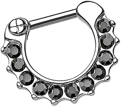Taffstyle Piercing Clicker Ring Spikes mit Kristallen für Ohr Nase Intim Septum