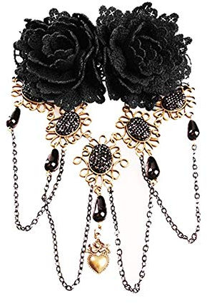 XLKJ Retro Gothic Rosen Blume Haarspangen, Strass Haarnadeln Spitze Quasten Haarnadel Kopfschmuck für Frauen Mädchen
