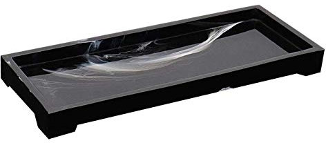 Tubayia Bandeja de resina para joyas, perfume, maquillaje, bandeja decorativa para lavabo, baño (negro)