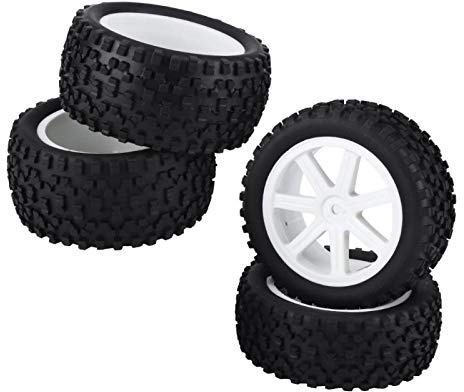 Voluxe RC-Autoreifen, RC-Reifen, RC-Autozubehör RC-Zubehör 1/10 RC-Truck-Gummi-LKW-Zubehör für HPI / Hobbyking Redcat / HSP Traxxas / Losi ZD-Rennwagen(White)