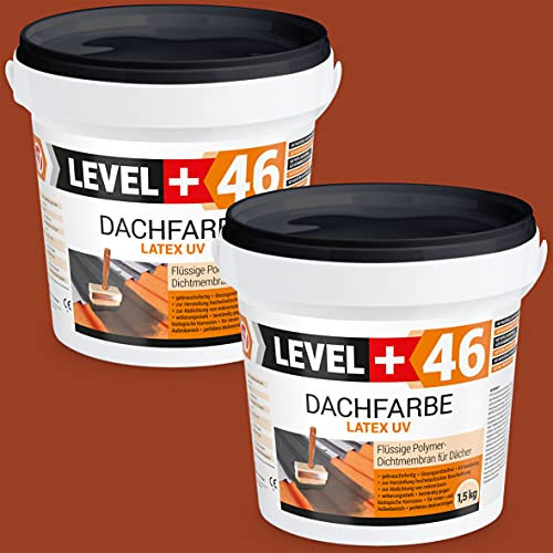 Vernice per tetto, 3 kg, colore base, vernice per tetto, membrana polimerica flessibile, resistente alle intemperie, rosso mattone RM46