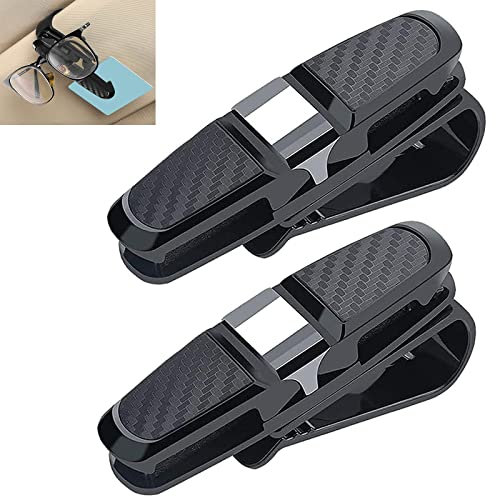supporti per occhiali da sole da auto,Clip per parasole,2 Portaocchiali Auto,con clip per carte di credito,Morsetto a doppia testa con morsetto ruotabile di 180 gradi, Adatto a tutti i modelli di auto