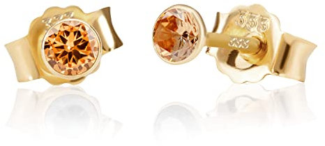 NKlaus Paar 3,0mm 333 Gelb Gold 8 Karat Ohrstecker Kristall Zirkonia Champagne Butterfly Verschluss Damen Mädchen 3351