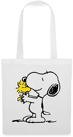 Spreadshirt Peanuts Snoopy Und Woodstock Stoffbeutel, One size, Weiß