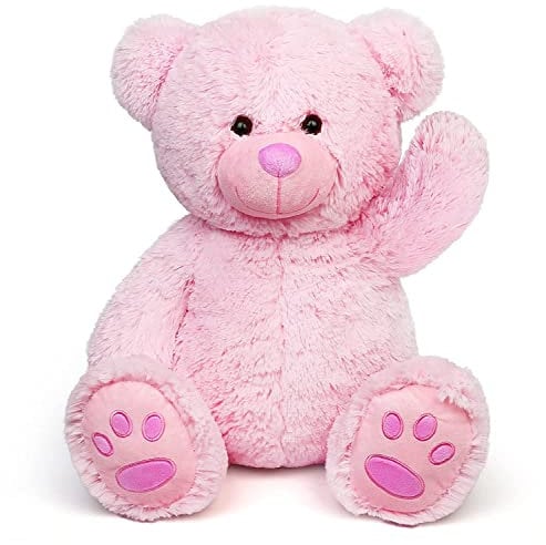 LotFancy 50cm Ours en Peluche Doudou Nounours Toute Douce Mignon Jouet Cadeaux pour Enfants Filles Petite Amie Anniversaire, Rose