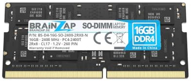 BRAINZAP Mémoire RAM DDR4 SO-DIMM PC4-2400T 2Rx8 2400 MHz 1,2 V CL17 16 Go