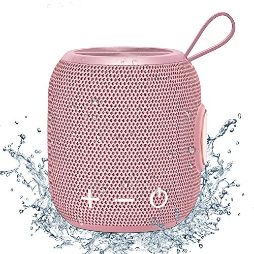 FIGMASU Enceinte Bluetooth portable Mini haut-parleur sans fil Bluetooth 5.0, son surround 360 HD et basses stéréo riches, étanche IPX7 pour voyage, piscine et douche (rose)