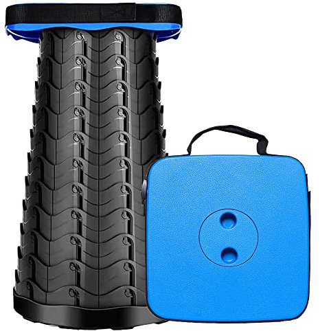 MKBK Tabouret télescopique pliable pour camping, pêche, camping, capacité de charge de 220 kg (bleu)