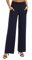 EXCHIC Femmes Solide Ample Jambe Droite Palazzo Pantalon Taille Haute Extensible Décontractés Pantalon avec Poches(L, Bleu Marine)