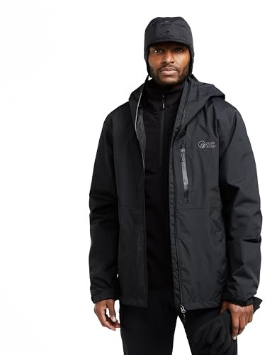 NORTH RIDGE Men’s Shoalwater 2.0 Jacket with Adjustable Peaked Hood, Adjustable Hem & Cuffs, Waterproof & Breathable Raincoat (UK, Alpha, M, Regular, Regular, Black)