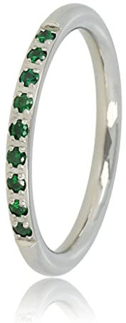 My Bendel - Feiner Stapelring Silber mit grünen Steinen- Stylischer Ringe für Damen mit Zirconia Steinen - Mehrere Farben und Größen - Stapeln Ringe - mit Luxuriösen Geschenkverpackung
