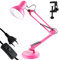 Lumiled Schreibtischlampe klassisch Leselampe Rosa Tischleuchte Tischlampe Verstellbarer Arm Arbeitsleuchte Nachttischlampe mit E27 Fassung Retro aus Metall Kinderzimmer Arbeitszimmer mit Klemme