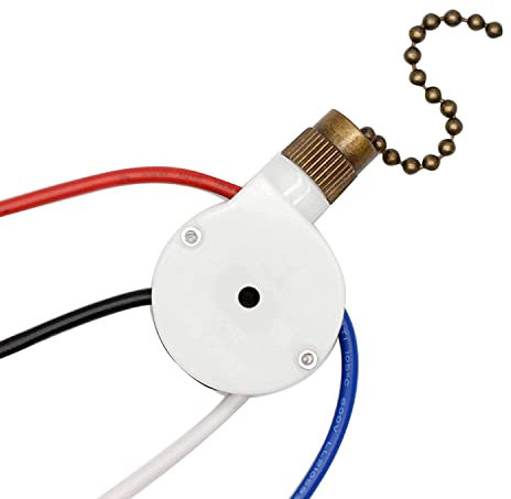 1 x Deckenventilatorschalter ZingEar ZE-208S E89885 3 Geschwindigkeiten 4 Draht Lüfterschalter Zugkette, Lüfterschalter,