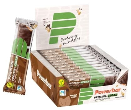 Power Barr Protein Plus Low Sugar Vegan Peanut Choc 12x42g - High Protein Low Sugar Vegan Bar