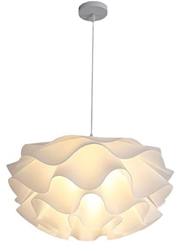 FAZRPIP Weiße Blumen-Hängeleuchte, 15,8 Zoll breit, moderne, blühende, gebogene Blütenblätter für Esszimmer, Wohnzimmer, Haus, Foyer, Küche, Insel, Eingangsbereich, Schlafzimmer, hohe Decken
