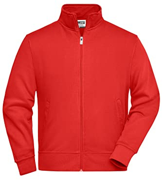 James & Nicholson Sweatjacke mit Stehkragen - Jacke aus robuster Sweatqualität in großer Größenauswahl | Farbe: red | Grösse: 3XL