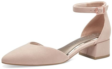 MARCO TOZZI Damen Pumps mit Riemen Glitzer Vegan, Beige (Powder), 37 EU