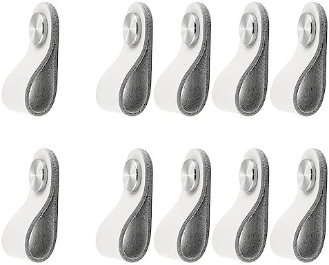ZAKHSE Möbelgriffe Ledergriffe für Möbel,10 Stück Leder Schrankgriffe Einzelloch Lederschlaufe,60×26mm,304 Edelstahl Schubladengriffe Türgriffe Schrankknauf Antikollisions Schränke Griff-Weiß
